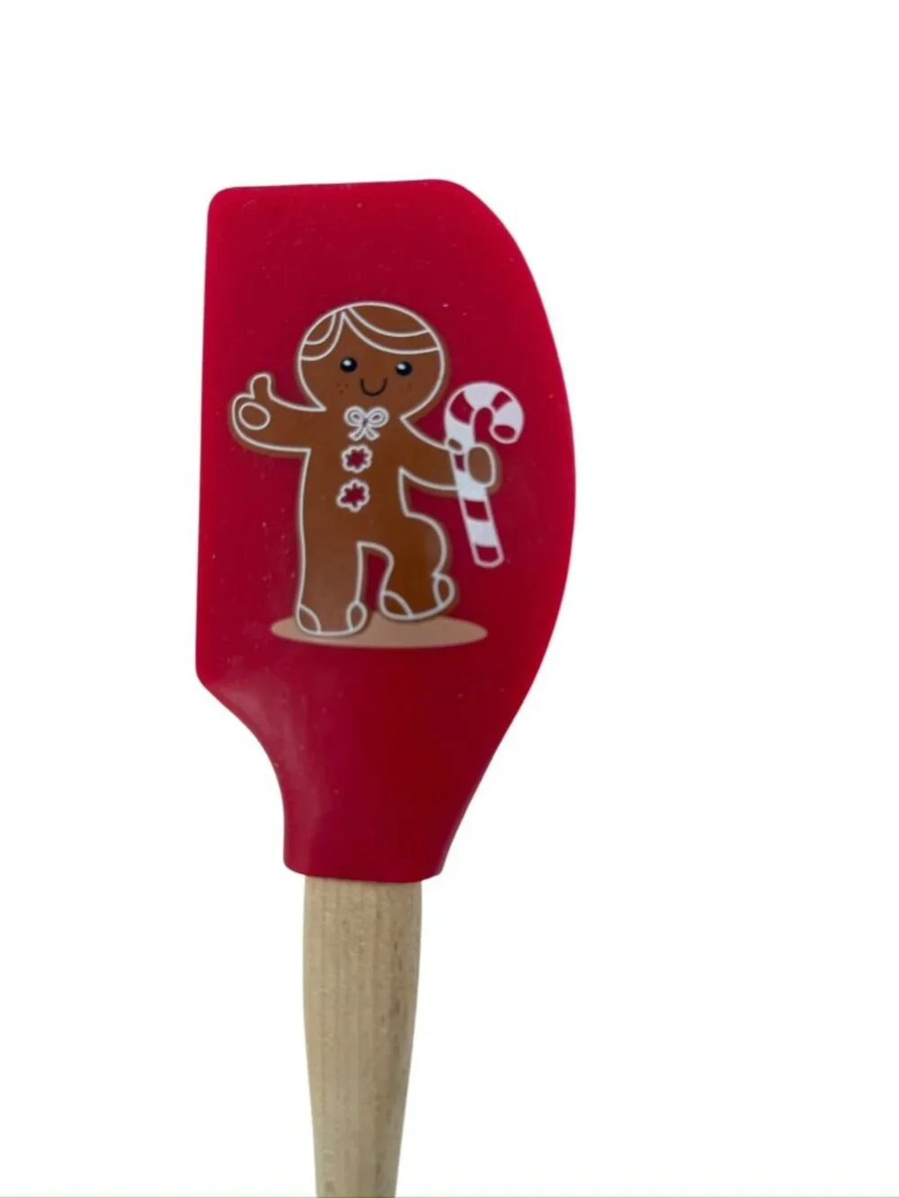 3 Christmas Spatula Gingerbread Candy Cane Reindeer Snow Wooden Handle Unused